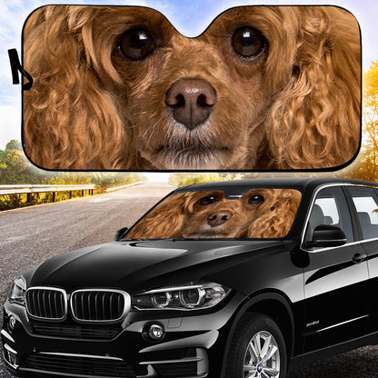 Petthouse | Poodle Dog Windshield Sunshade Dog Big Face Car Sunshade Dog Owners Gift Christmas Gift