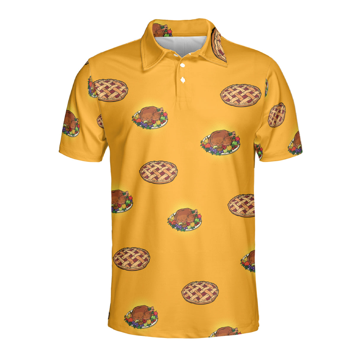 Petthouse | Personalized Name Berry Pie And Fried Turkey Happy Thanksgiving Polo Shirt Gift For Family Celebration