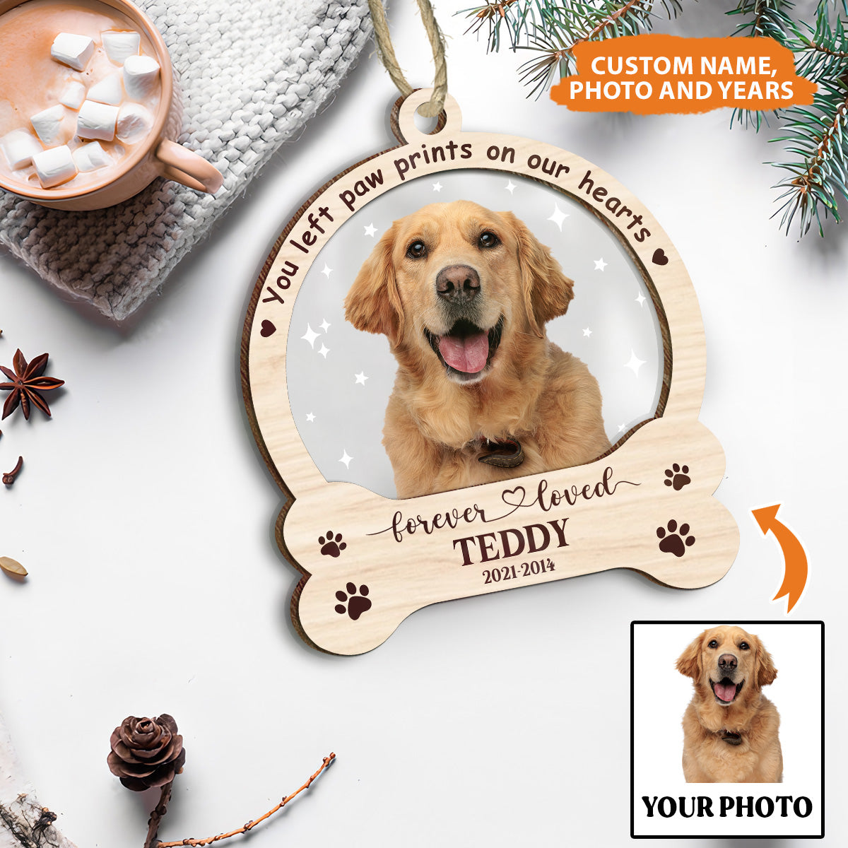 Petthouse | Personalized Dog Memorial Ornament, Dog Christmas Ornaments 2024, Memorial Pet Ornament, Dog Loss