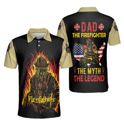 Petthouse | Customized Nam Dad The Firefighter American Polo Shirt Fireman Sport Shirt Father's Day Gift