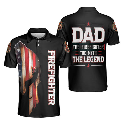 Petthouse | Customized Name Firefighter Dad Polo Shirt Us Dad The Firefighter Myth Legend Sport Shirt Dad Gift