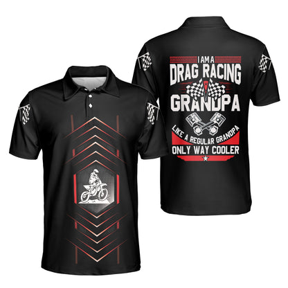 Petthouse | Customized Name Drag Racing Grandpa Polo Shirt Happy Father's Day Gift For Grandpa