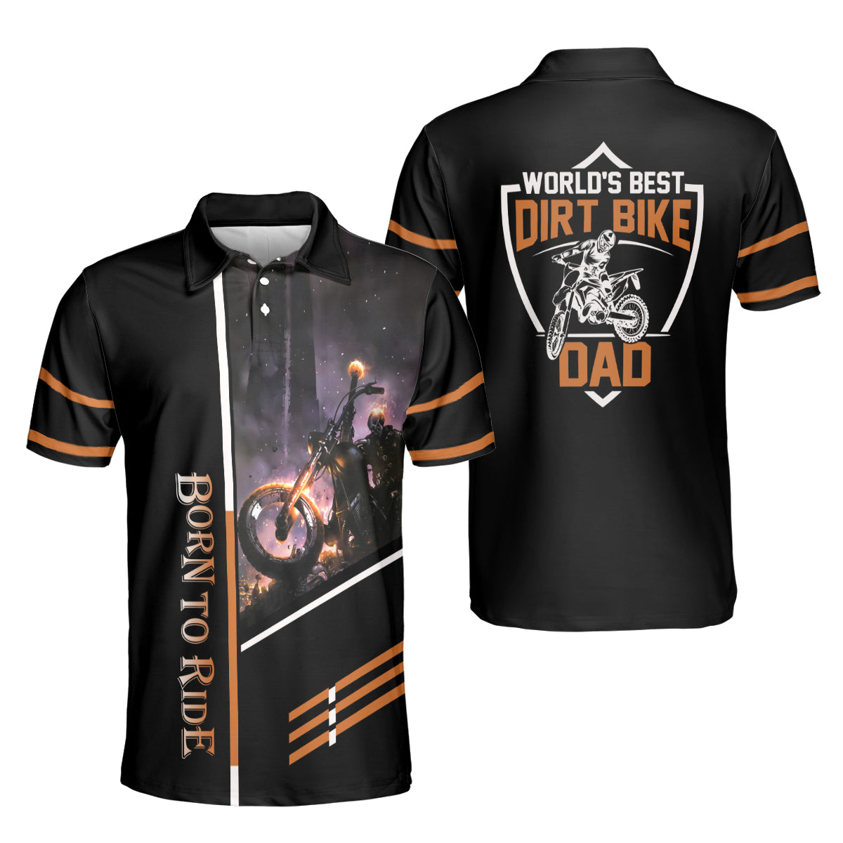 Petthouse | Customized Name World's Best Dirt Bike Dad Polo Shirt Born To Ride Racing Dad Sport Shirt Dad Gift