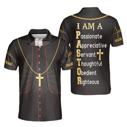 Petthouse | Customized Name Jesus Christian I Am A Pastor Polo Shirt Bible Verse Sport Shirt Scripture Quote