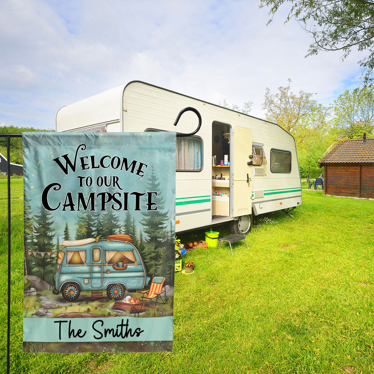 Petthouse | Personalized Camping Flag, Custom Garden Flag, Camping Flag, Camper Flag, Campsite Flag, Happy Campers Flag