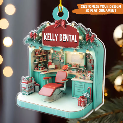 Petthouse | Personalized Dental Hygiene Room Christmas 2d Acrylic Ornament, Gift For Dentist Christmas