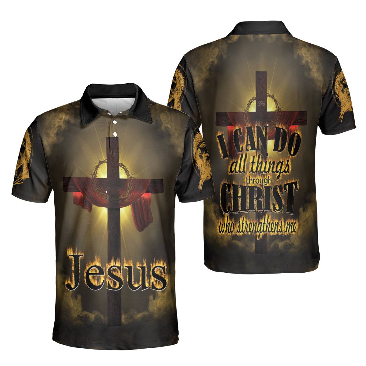 Petthouse | Jesus Christian Cross Polo Shirt Christian Heaven Religion Faith Sport Shirt Religious Gift