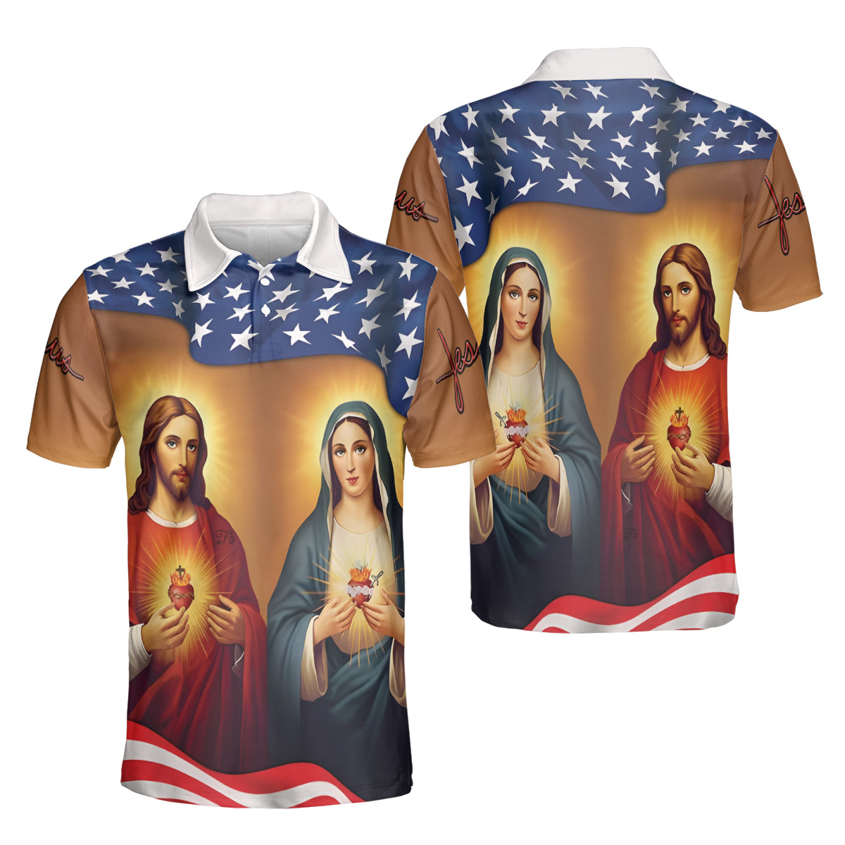 Petthouse | Mary Mother And Jesus Christ Polo Shirt Sacred Heart Jesus Sport Shirt God Lovers Gift Mom Gift