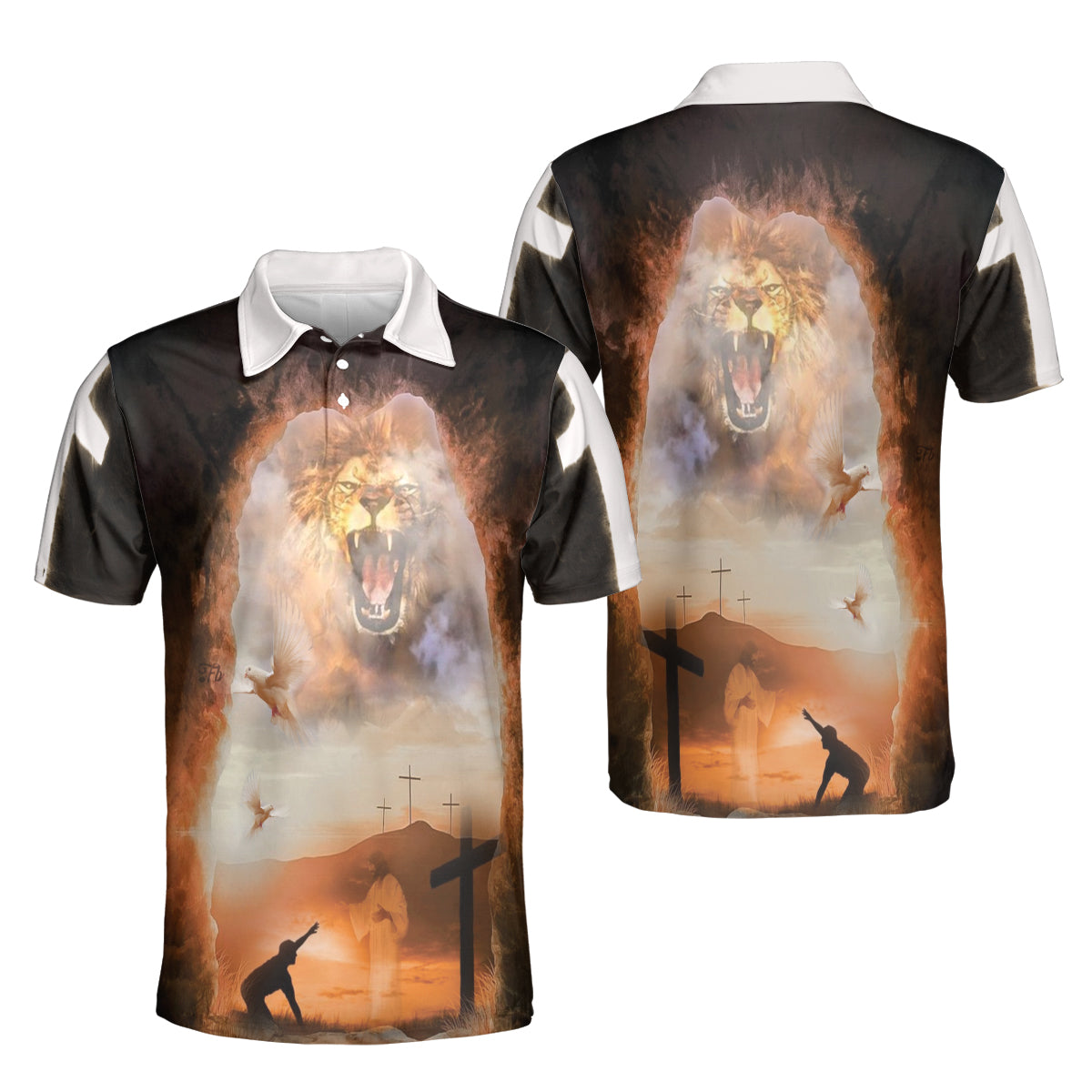 Petthouse | Lion Of Judah Jesus Christ Polo Shirt Christian Heaven Sport Shirts Religious Gift God Lovers Gift