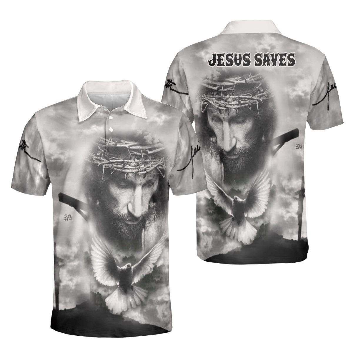 Petthouse | Jesus Christian Heaven Dove Polo Shirt God Christ Cross Sport Shirt Religious Gift Idea