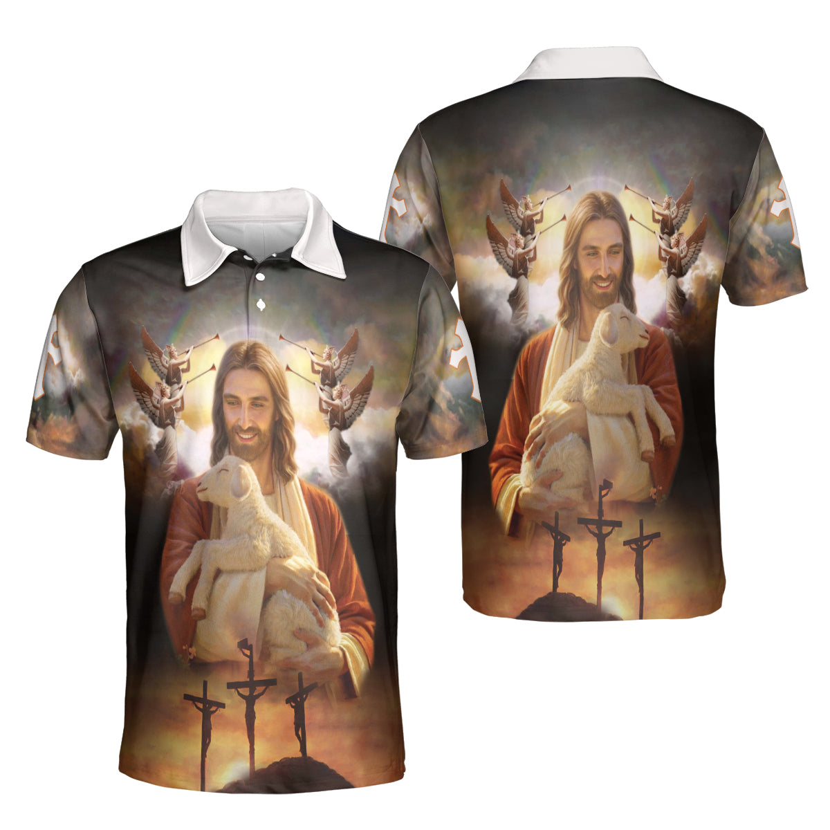 Petthouse | Jesus And Lamb Christian Religious Polo Shirts Christian Apparel Faith Gift