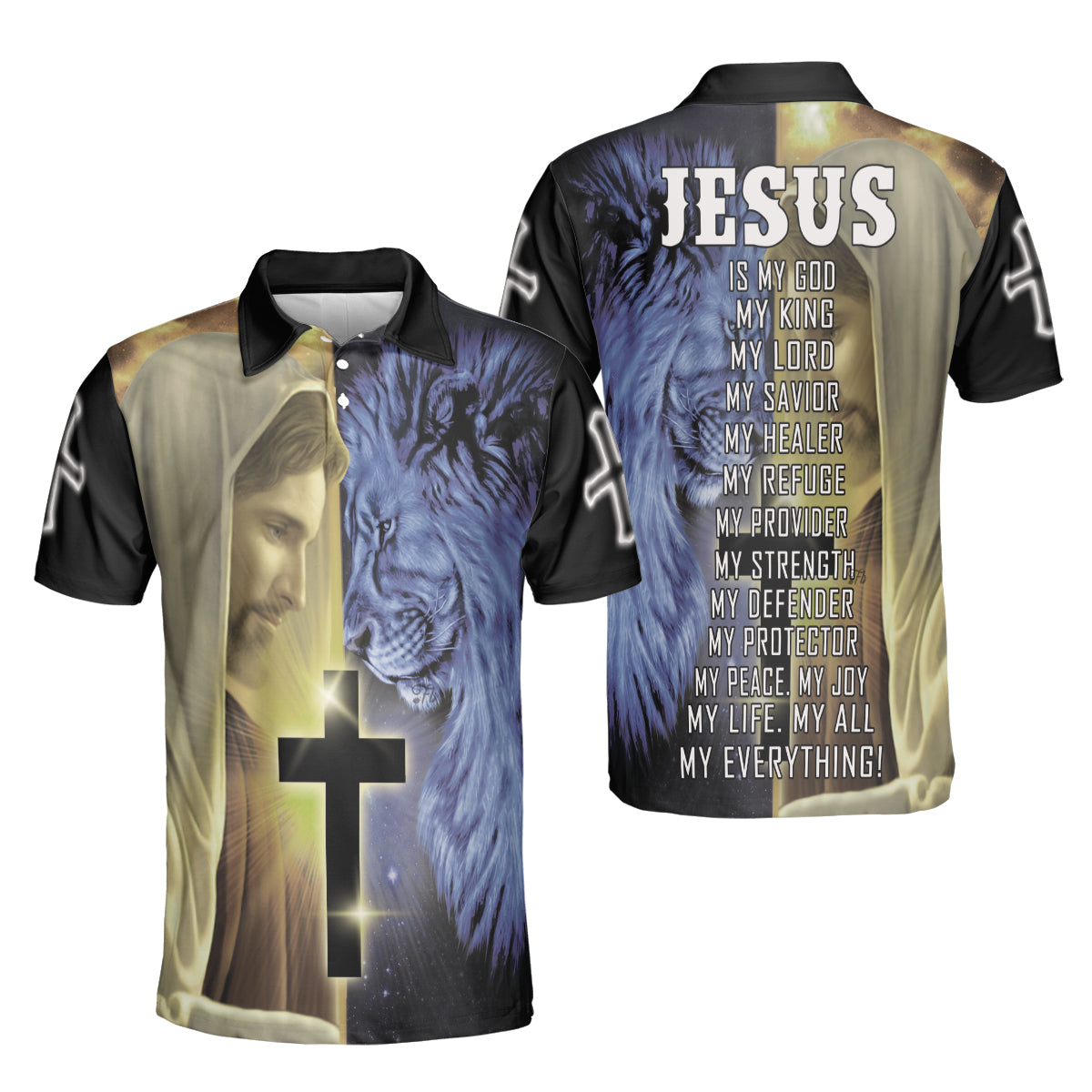 Petthouse | Jesus Lion Polo Shirt Jesus Is My God My King Sport Shirt Lion Of Judah God Lovers Gift