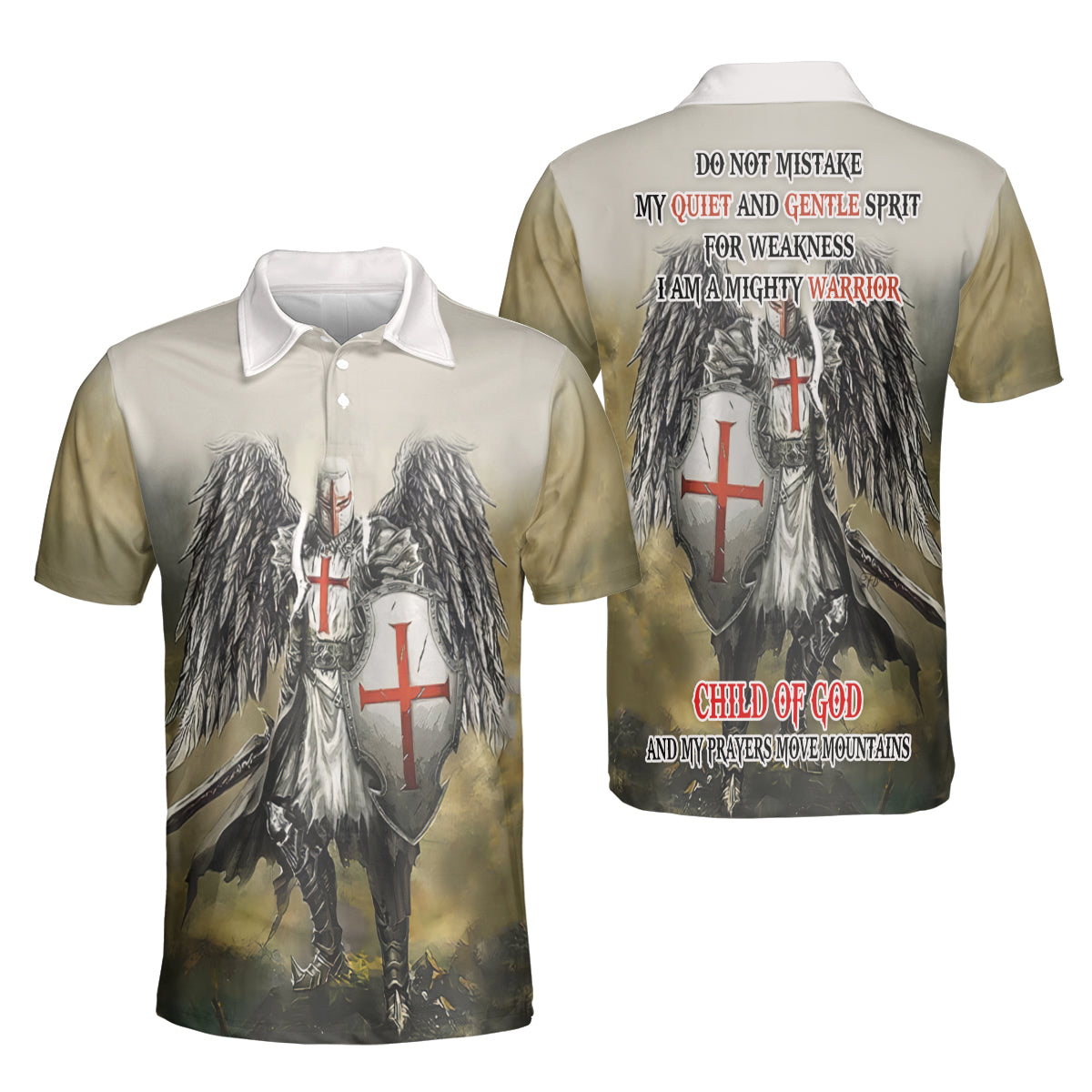 Petthouse | Christian Knight Templar Warrior Polo Shirt Child Of God Sport Shirt Religious Gift Idea