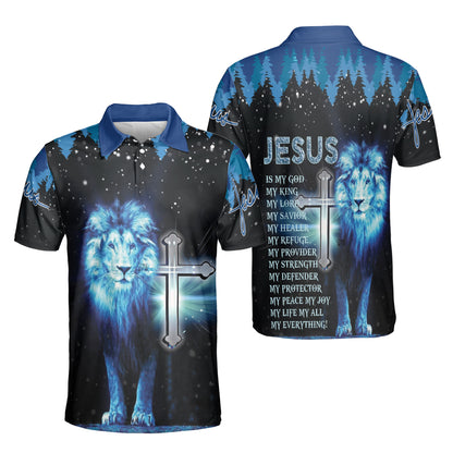 Petthouse | Jesus And Lion Polo Shirt Jesus Christian My God My King Sport Shirt Lion Of Judah Religious Gift