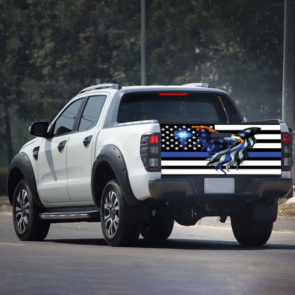 Petthouse | Christian Cross Thin Blue Line Us Flag Eagle Tailgate Wrap Decal Truck Decor