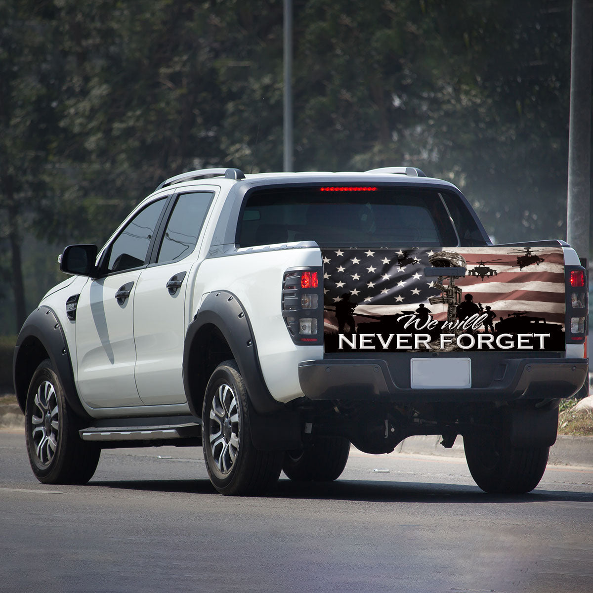 Petthouse | We Will Never Forget Veteran's Day Tailgate Wrap Decal American Veteran Truck Decor