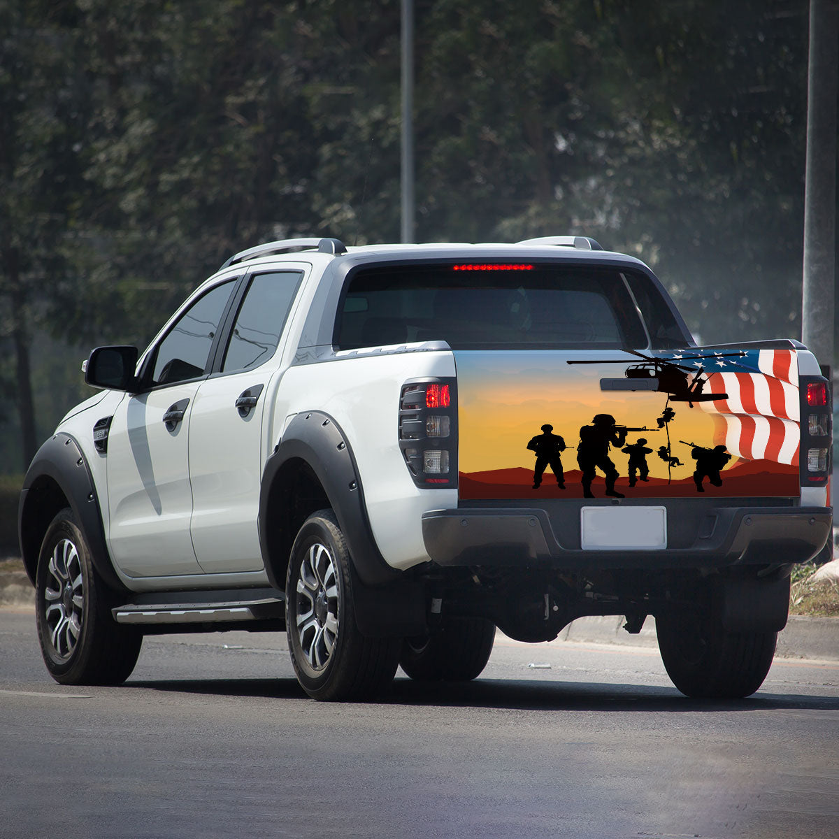 Petthouse | American Air Force Veteran Tailgate Wrap Vinyl Graphic Soldier Military Decal Sticker Truck Decor