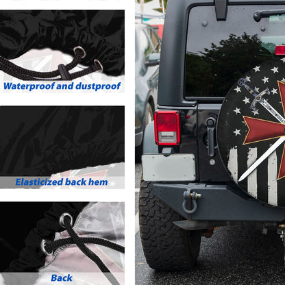 Petthouse | Jesus Christian Cross Sword American Flag Spare Tire Cover Christian Truck Decor Religious Gift