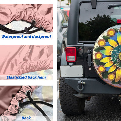 Petthouse | Sunflower Mandala Style Spare Tire Cover Yellow Floral Flower Truck Decoration Sunflower Lover Gift