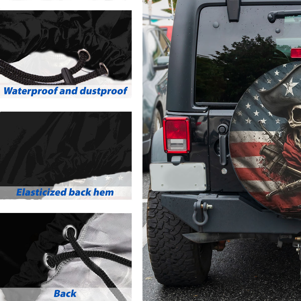 Petthouse | American Pirate Skull Spare Tire Cover Skull Skeleton Bones Car Accessory Truck Decoration