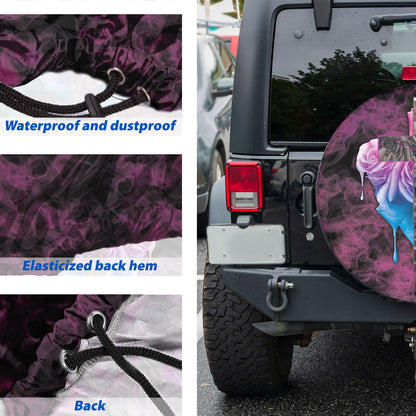 Petthouse | Faith Jesus Christian Cross Roses Smoke Spare Tire Cover Truck Decoration Religious Gift