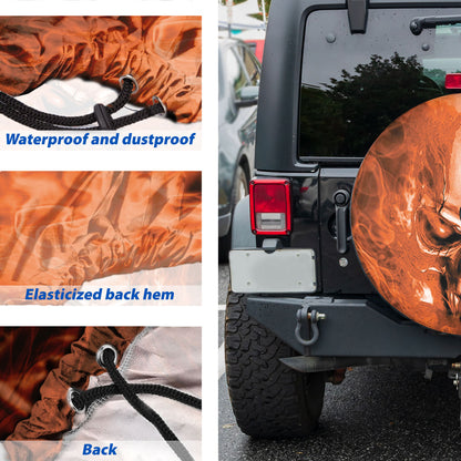 Petthouse | Horror Skull Fire Spare Tire Cover Halloween's Day Decor Truck Decoration