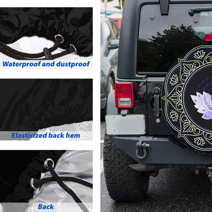 Petthouse | Lotus Mandala Texture Spare Tire Cover Lotus Flower Floral Truck Decoration Mandala Lovers Gift