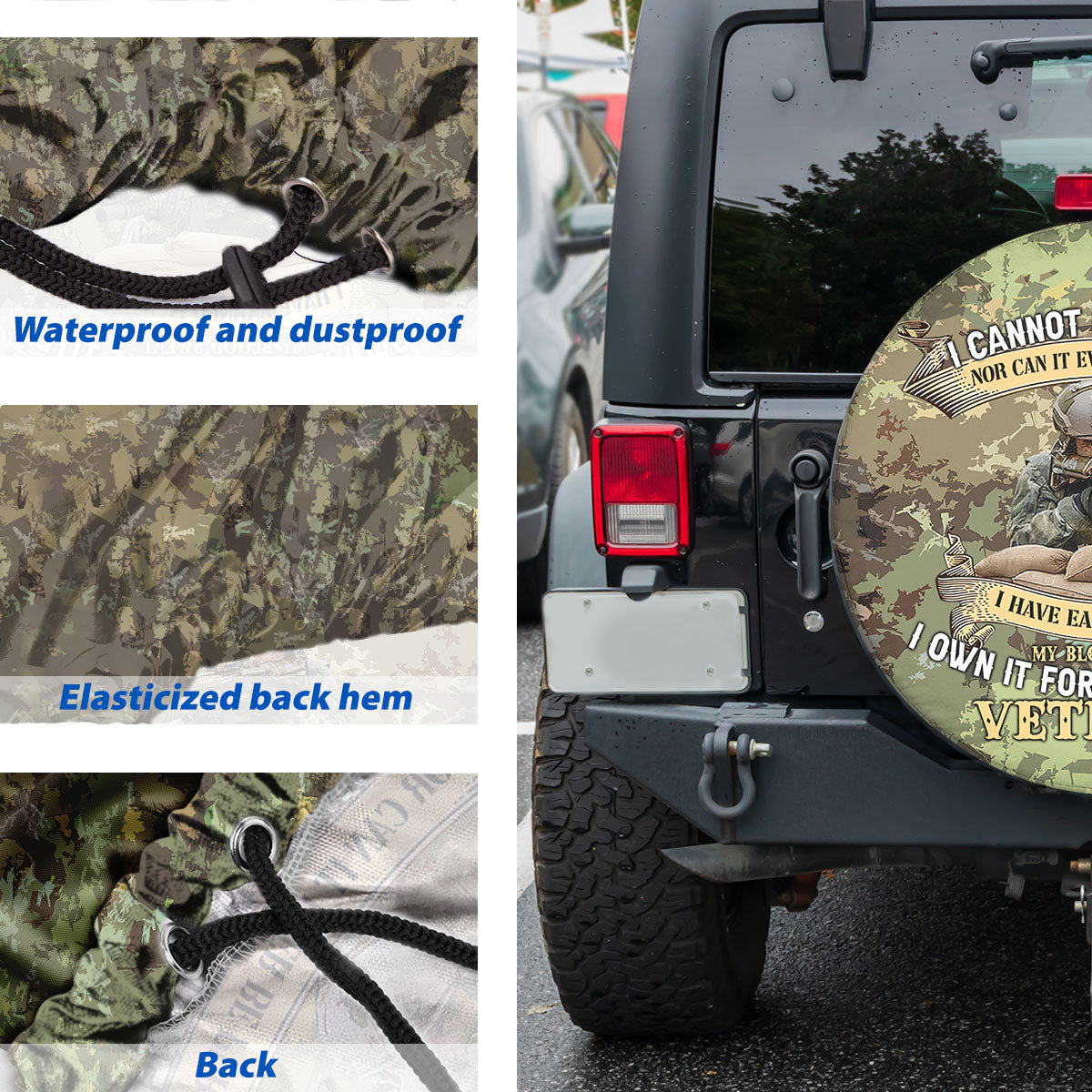 Petthouse | Veteran Camouflage Spare Tire Cover Veteran's Day Memorial Day Decor Grandpa Daddy Husband Gift