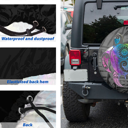 Petthouse | Polynesian Turtle Hibiscus Spare Tire Cover Summer Vibes Sea Turtle Truck Decoration