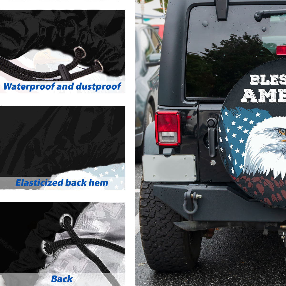 Petthouse | Bless You America Eagle Spare Tire Cover United States Eagle Truck Decoration Patriot Gift