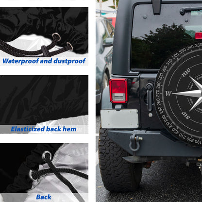 Petthouse | Compass Rose Black Spare Tire Cover Wheel Covers Accessories Spare Wheel Cover Truck Decoration