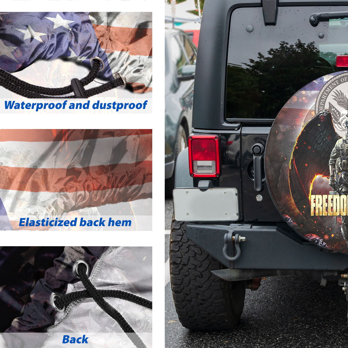 Petthouse | Skull Veteran Wings Freedom Is Not Free Spare Tire Cover Veteran Soldier Military Truck Decoration