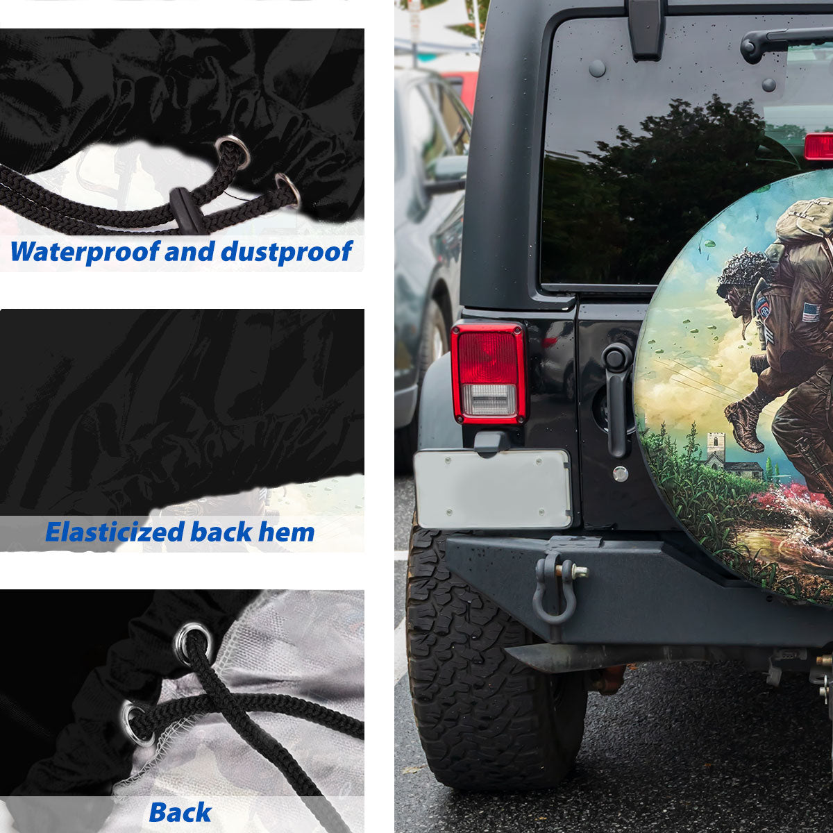 Petthouse | American Veteran Memorial Day Spare Tire Cover Soldier Military Truck Decor Grandpa Daddy Gift