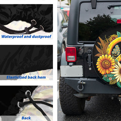 Petthouse | Sunflower Spare Tire Cover Peace Sign Wheel Cover Durable Tire Protector Spring Tire Storage Bag