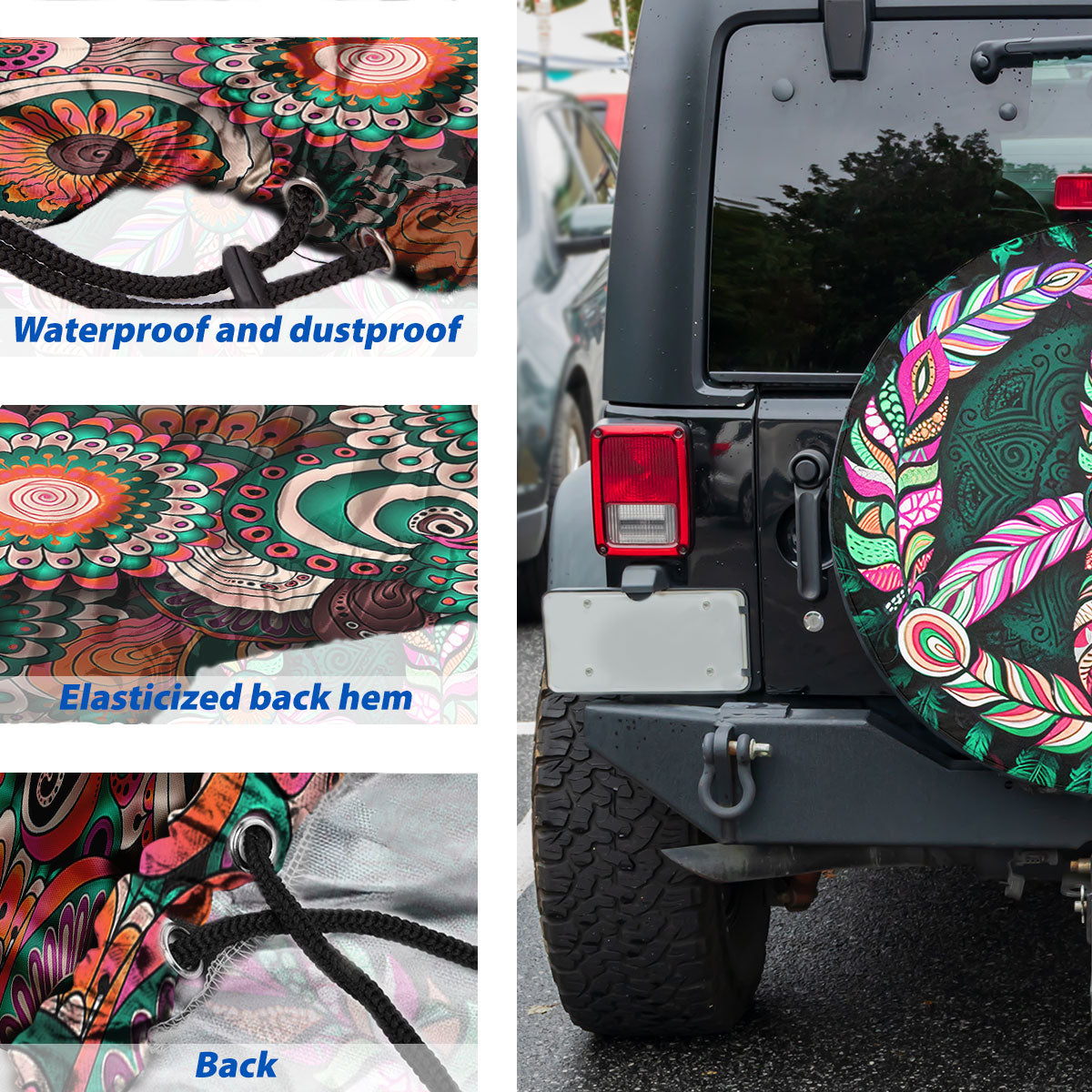 Petthouse | Peace Sign Spare Tire Cover Retro Style Wheel Cover New Car Gift Durable Tire Protector