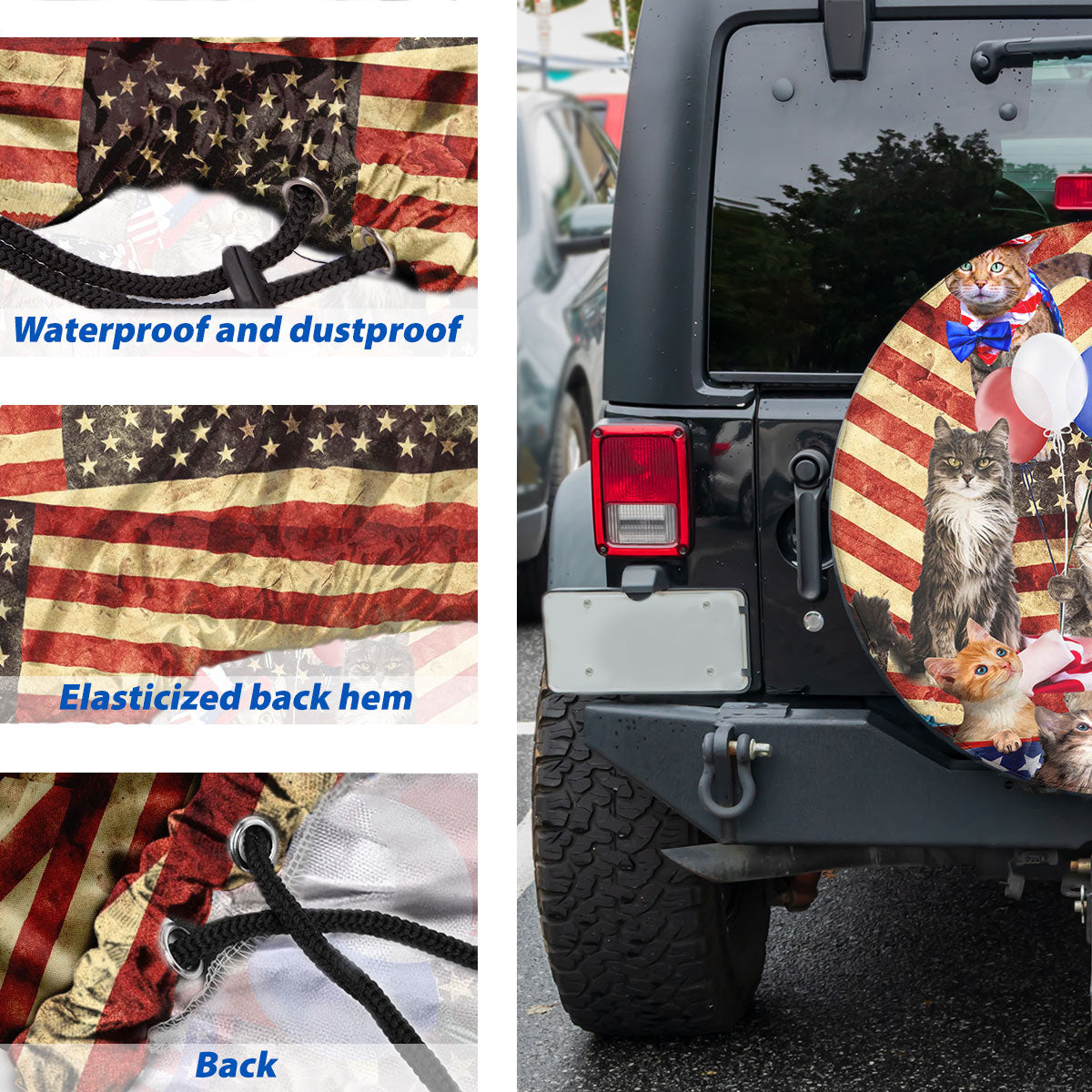 Petthouse | Cat Spare Tire Cover Patriotic 4th Of July Tire Protector Cat Circus Wheel Cover Cat Lover Gift