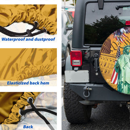 Petthouse | God Bless American Happy 4th Of July Spare Tire Cover Us Statue Of Liberty Eagle Truck Cover