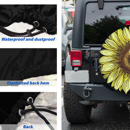 Petthouse | Sunflower Butterflies Spare Tire Cover Yellow Floral Flower Wheel Tire Cover Truck Decoration