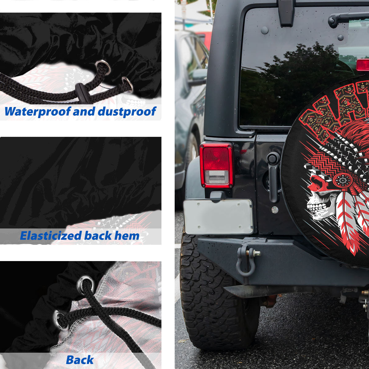 Petthouse | Native American Chief Skull Spare Tire Cover Native Style Truck Decoration Gift For Family