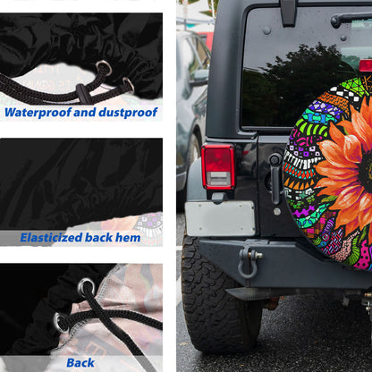 Petthouse | Sunflower Hippie Peace Spare Tire Cover Every Little Thing Is Gonna Be Alright Truck Decor