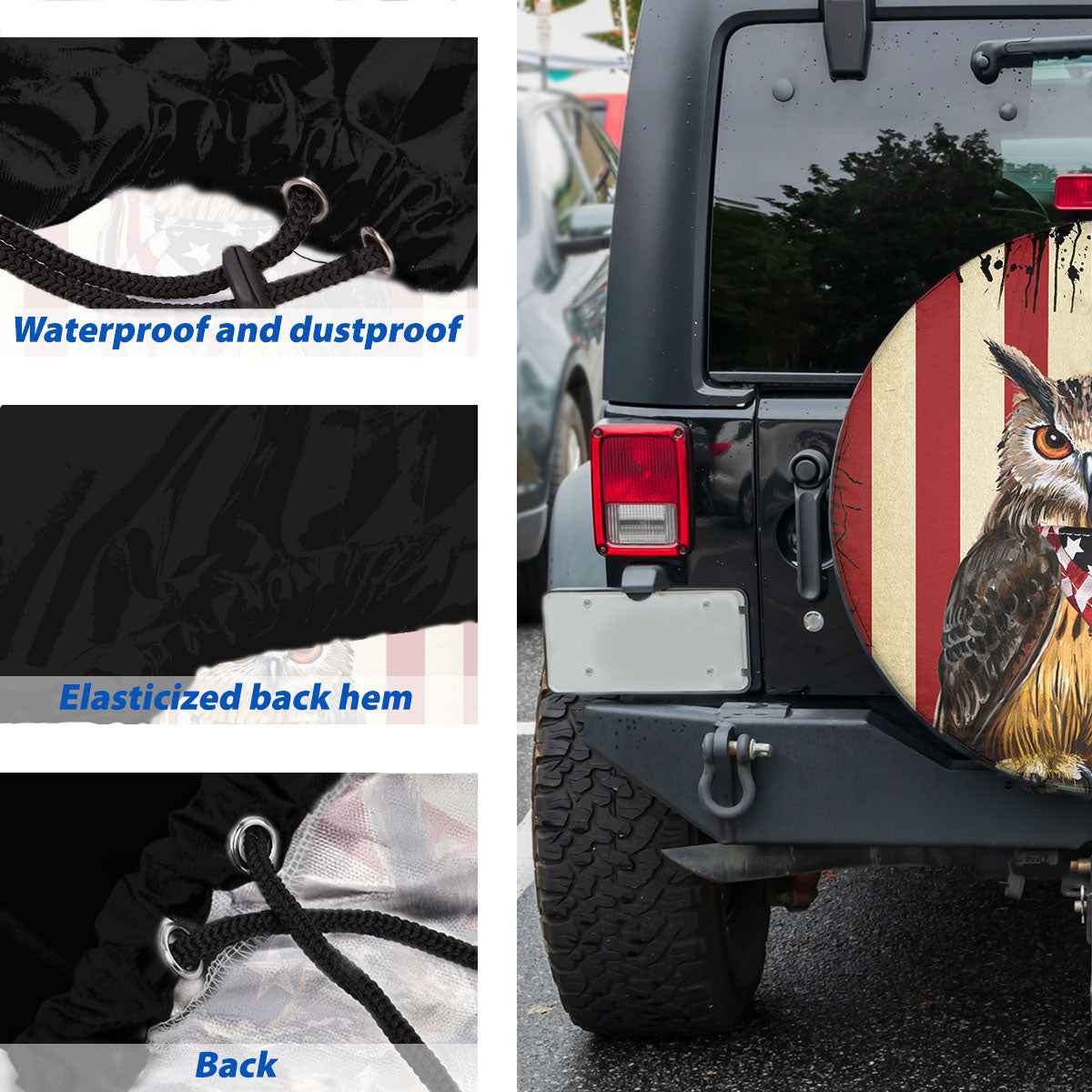 Petthouse | American Owl Happy 4th Of July Spare Tire Cover Eagle Owl Patriotic Car Accessory Truck Decor