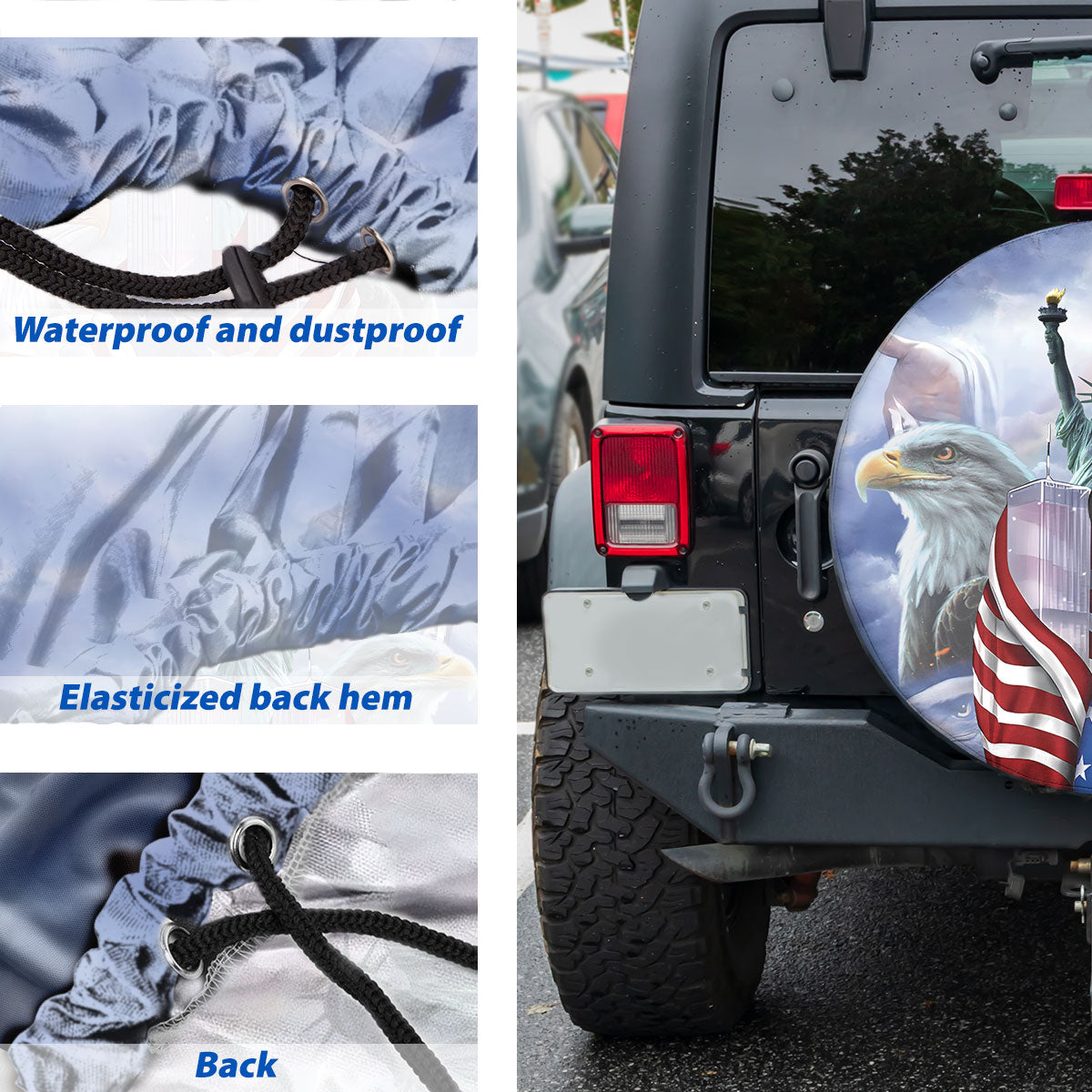 Petthouse | American Memorial Day 119 Spare Tire Cover Us Twin Towers Eagle Christ Truck Decor September 11th