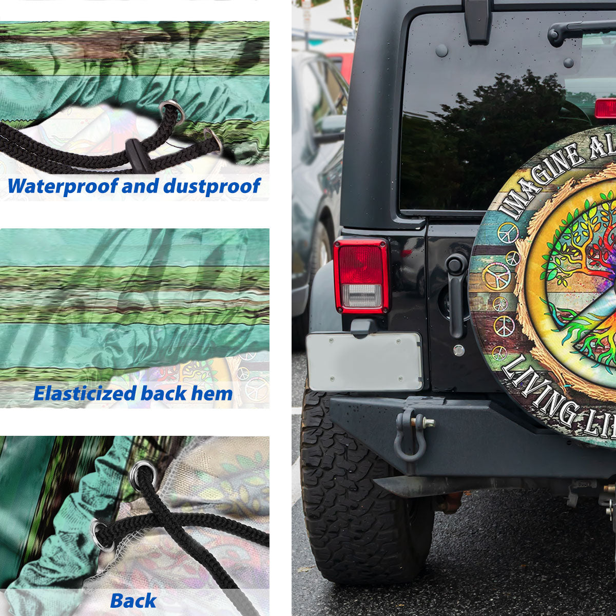 Petthouse | Rainbow Peace Sign Spare Tire Cover Jesus Believer Camper Tire Cover Religious Tire Protector