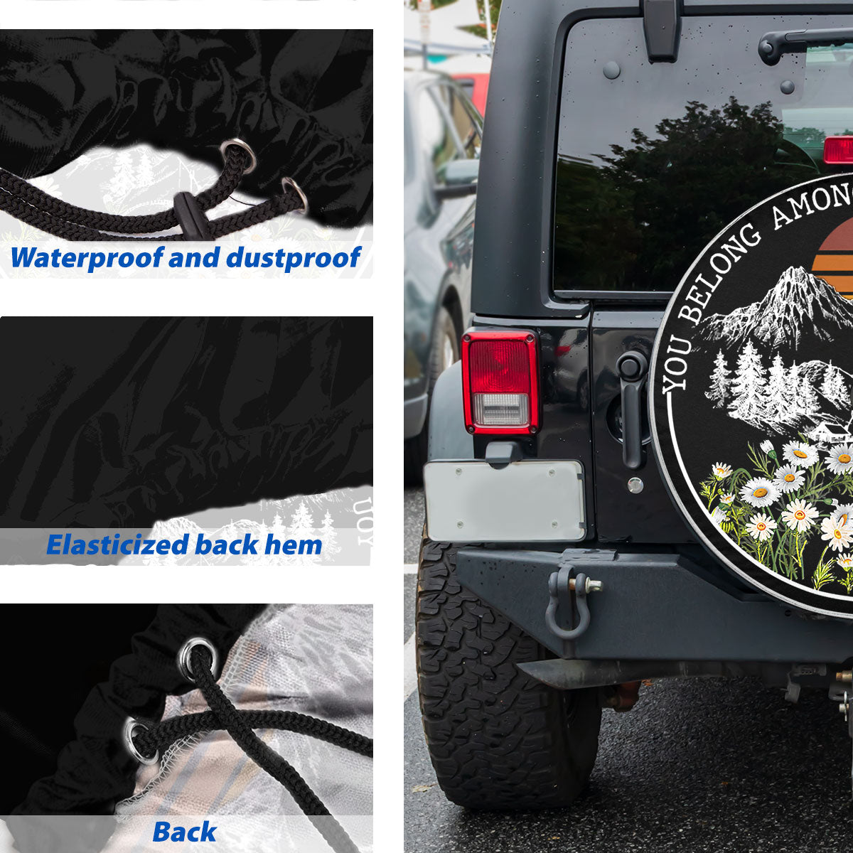 Petthouse | Mountain Landscape Camping Hiking Spare Tire Cover You Belong Among The Wild Flowers Truck Decor