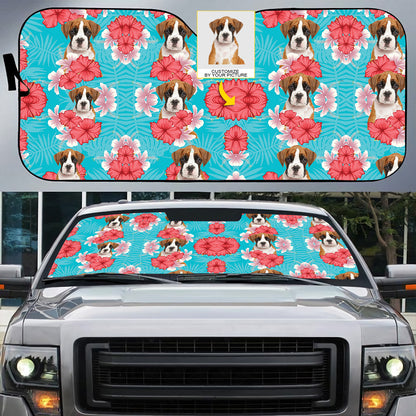 Petthouse | Dog Sunshade Custom Photo Sun Shade Boxer Hawaii Pattern Car Sun Shade Windshield Sun Visor