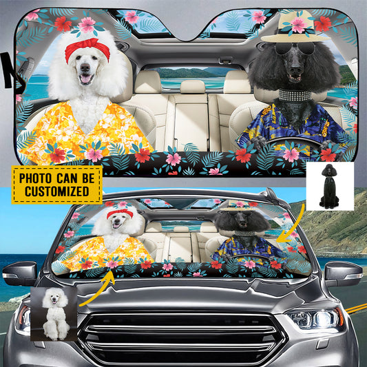 Petthouse | Poodle Dog Sunshade Hawaii Tropical Windshield Sun Shade Custom Photo Personalized Sun Shade