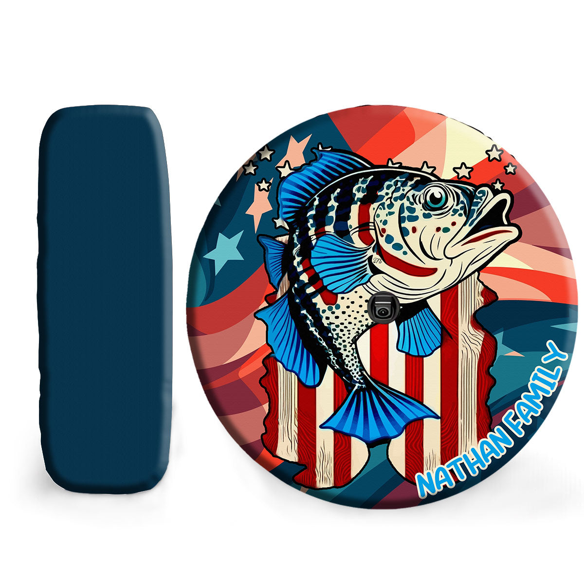 Petthouse | Customized Name Large Mouth Bass Fishing Usa Flag Spare Tire Cover Patriotic Fish Tire Protector Car