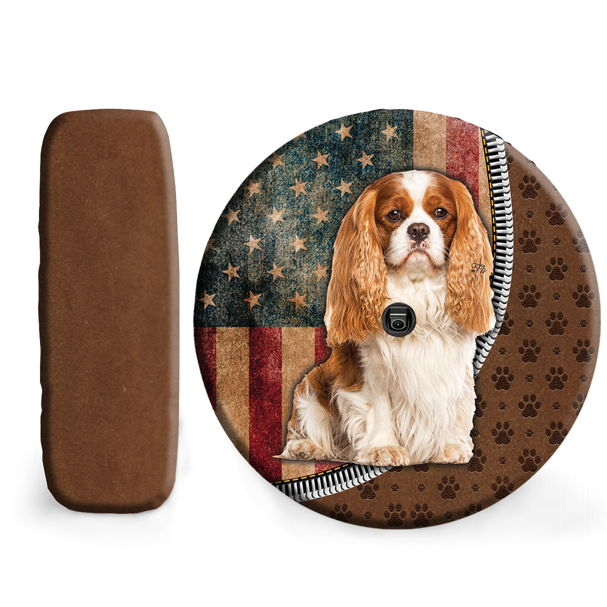 Petthouse | American Flag Vintage Spare Tire Cover Waterproof Cavalier King Charles Spaniel Dog Tire Cover