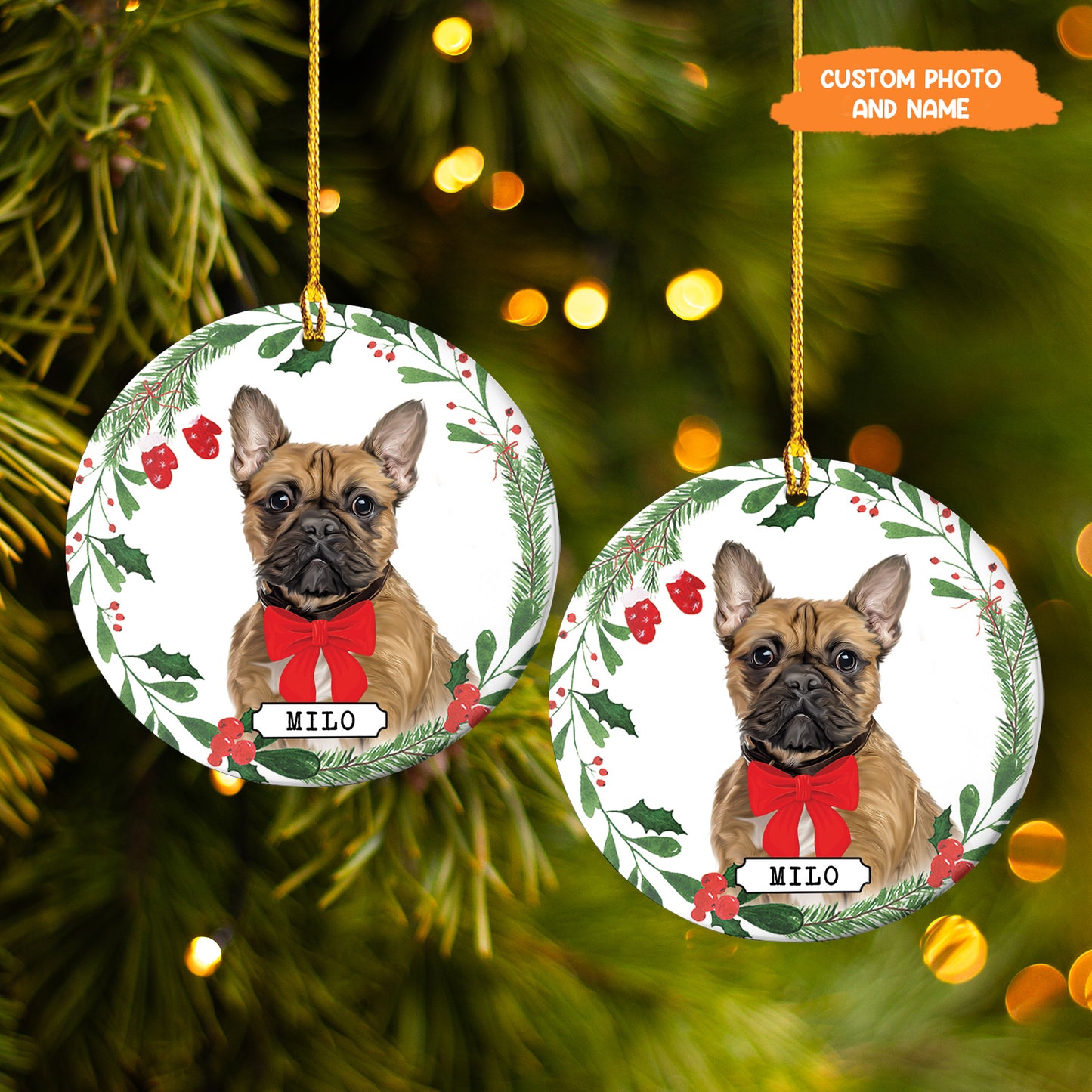 Petthouse | Personalized Dog Ornament, Dog Ornament, Pet Portrait Ornament, Christmas Ornament Hanging