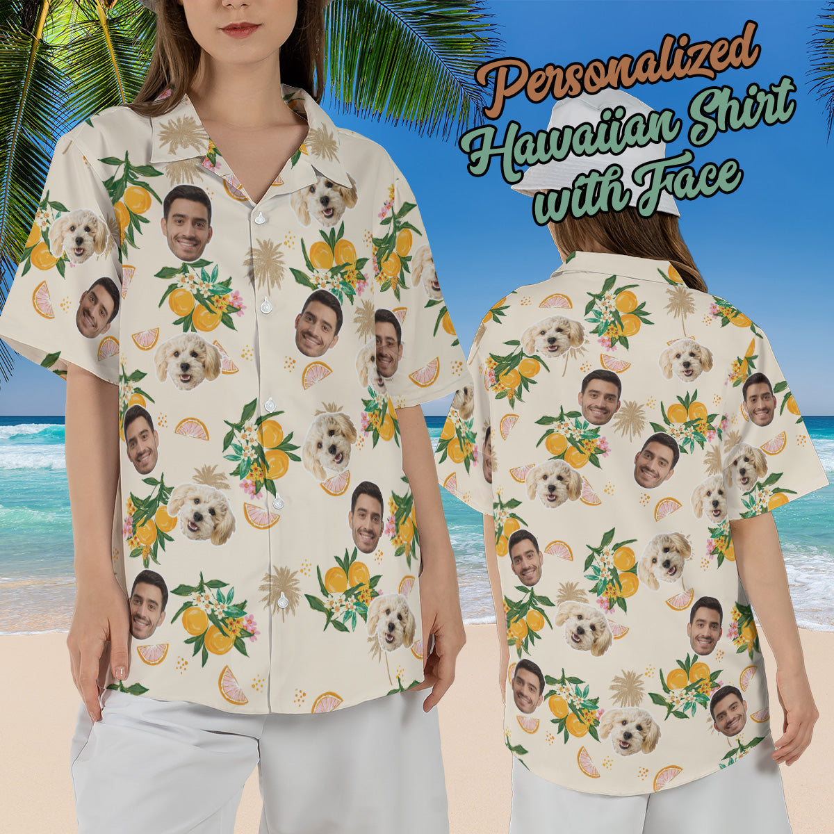 Petthouse | Custom Dog Cat Face Hawaiian Shirt, Holiday Tropical Summer Pattern, Bachelor Party